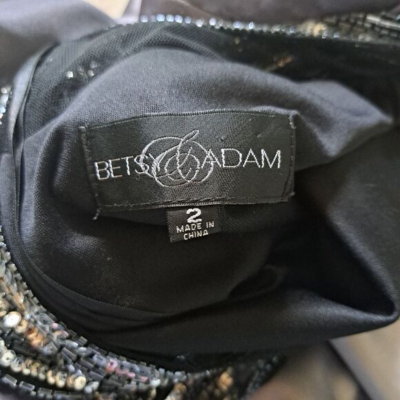 Betsy & Adam One Shoulder Sequins Beaded Cutout Ombre Maxi Dress Sz 2 Gray/Silve - Picture 7 of 14